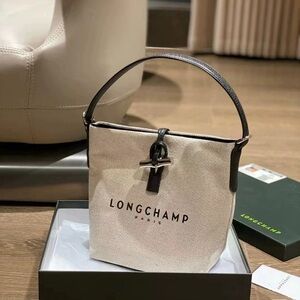 Longchamp Cream and Black Shoulder Bag